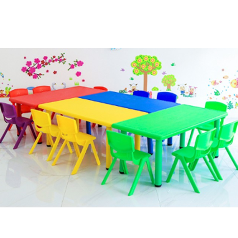 广西494-欣金泰 幼儿园学习玩具桌课桌椅　餐桌椅　一桌四椅不可升降　塑料桌